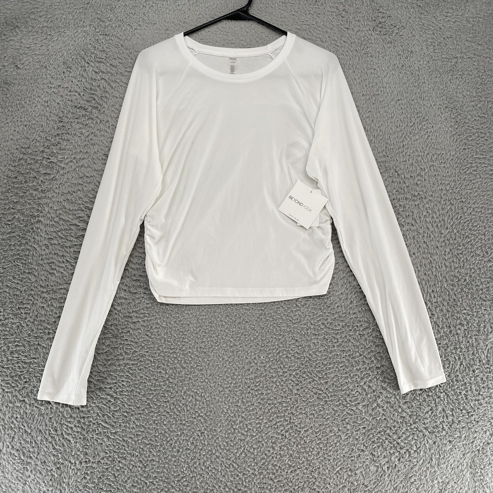 Beyond Yoga Featherweight Shirt Womens XL White Ruched Your Fit Lightweight Top